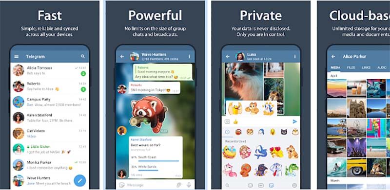 Telegram app screenshots (Telegram/Play Store)