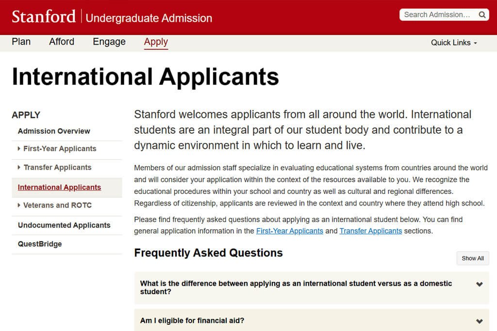 Stanford University Admission Process 1